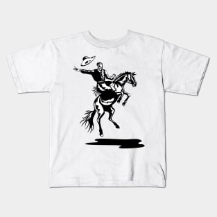 Bronc Riding Competition Retro Black and White Kids T-Shirt